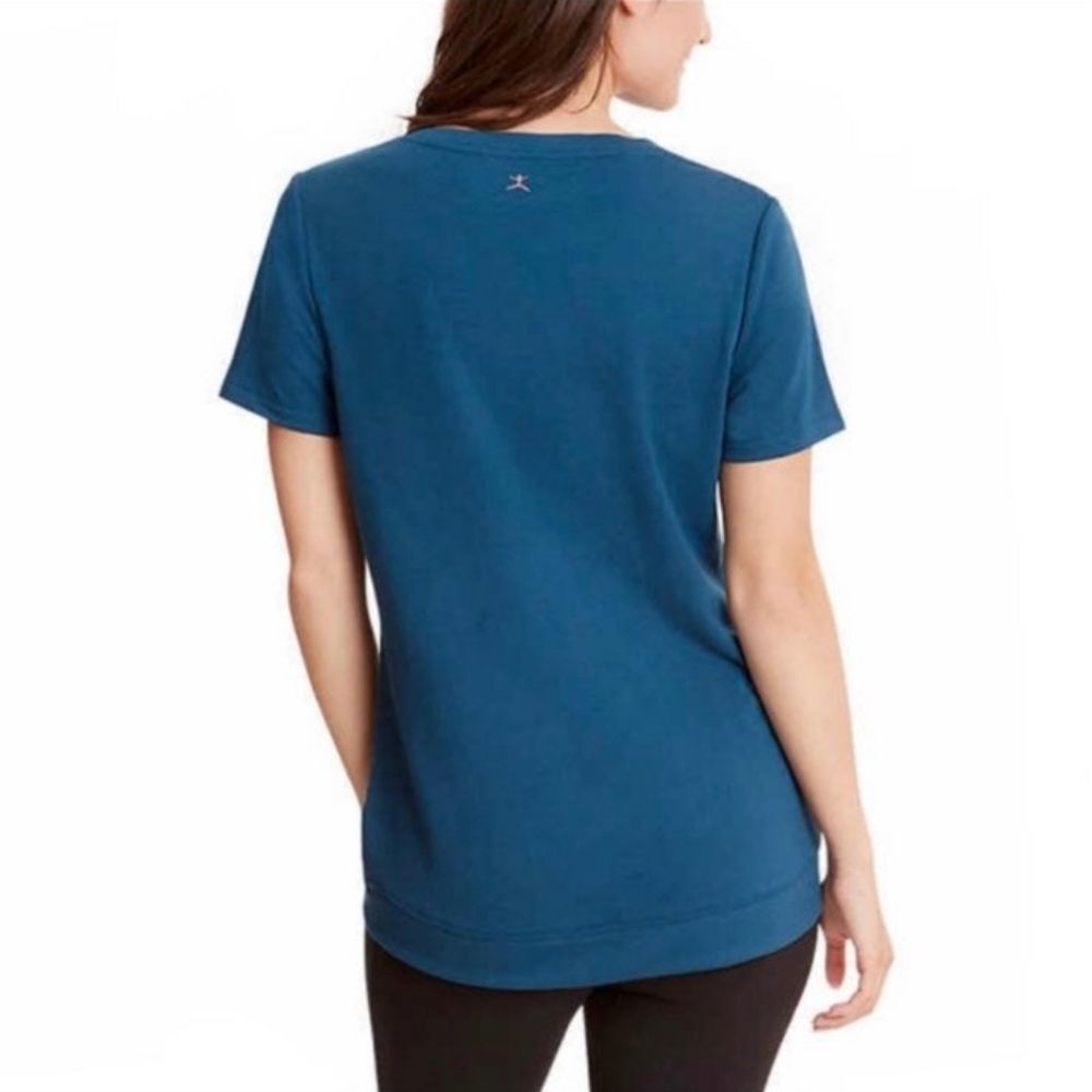 Danskin Tulip Hem Tunic Short Sleeve Top Blue — image 2 of 2